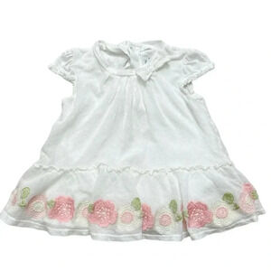 Moyoral Embroidered Floral Gauzy Cotton Cap Sleeve Bow Dress Size 12-18m